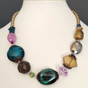 Chunky multi color multi bead style necklace